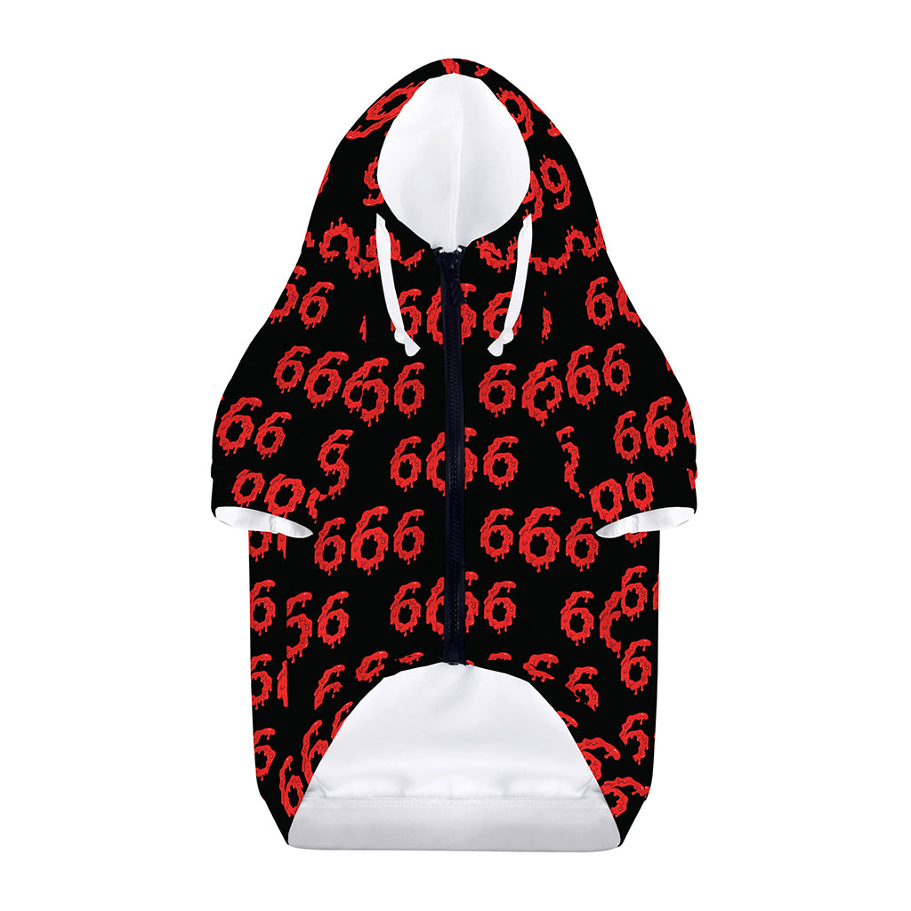 666 Satan Pattern Print Dog Zip Up Hoodie