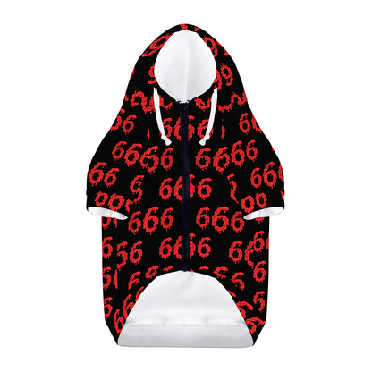 666 Satan Pattern Print Dog Zip Up Hoodie