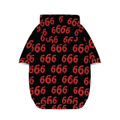 666 Satan Pattern Print Dog Zip Up Hoodie