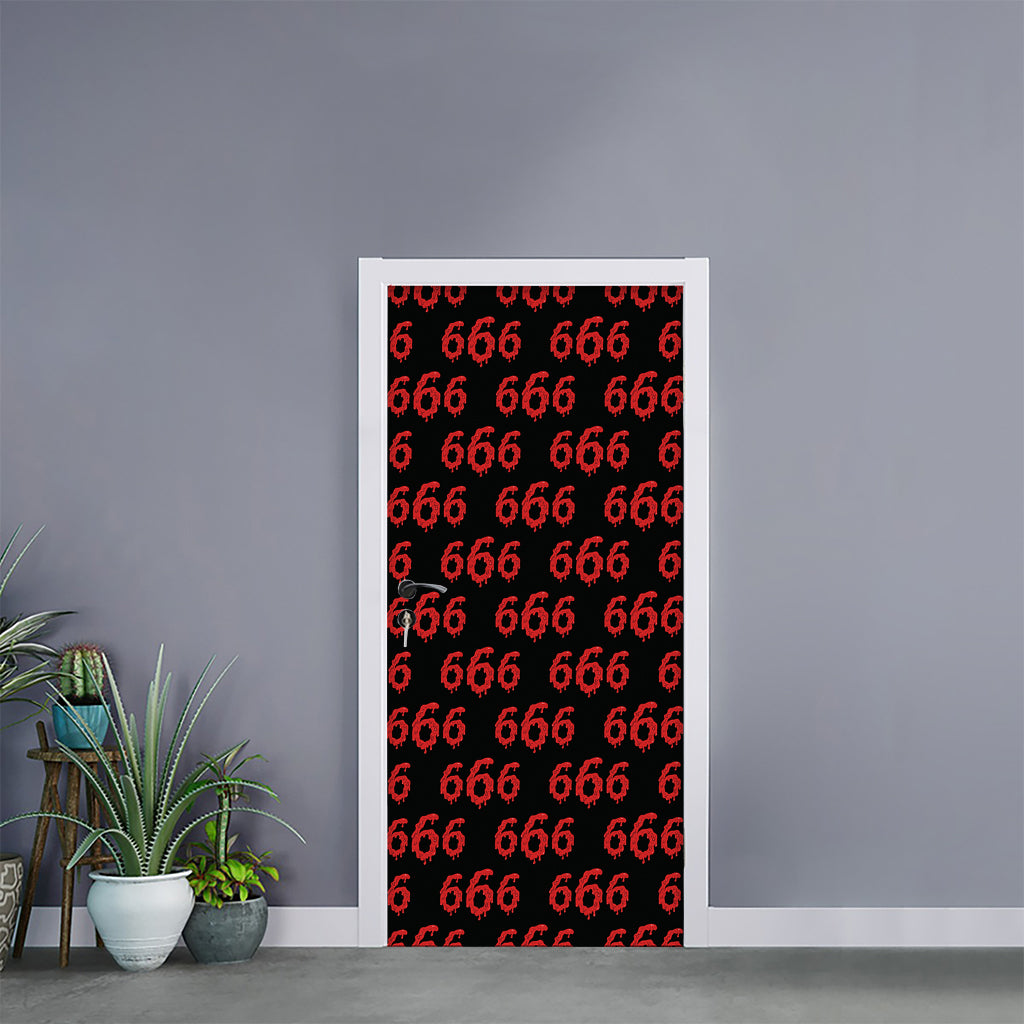 666 Satan Pattern Print Door Sticker