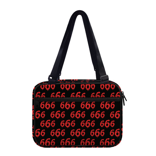 666 Satan Pattern Print Double Strap Bible Bag