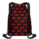 666 Satan Pattern Print Drawstring Backpack