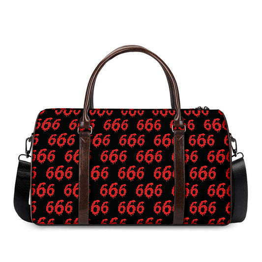 666 Satan Pattern Print Duffle Bag