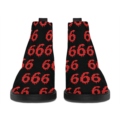 666 Satan Pattern Print Flat Ankle Boots