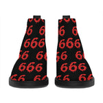 666 Satan Pattern Print Flat Ankle Boots