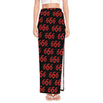 666 Satan Pattern Print High Slit Maxi Skirt
