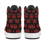 666 Satan Pattern Print High Top Leather Sneakers