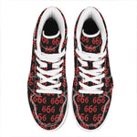 666 Satan Pattern Print High Top Leather Sneakers