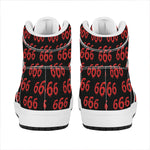 666 Satan Pattern Print High Top Leather Sneakers