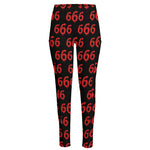 666 Satan Pattern Print High-Waisted Pocket Leggings