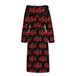 666 Satan Pattern Print Hooded Bathrobe