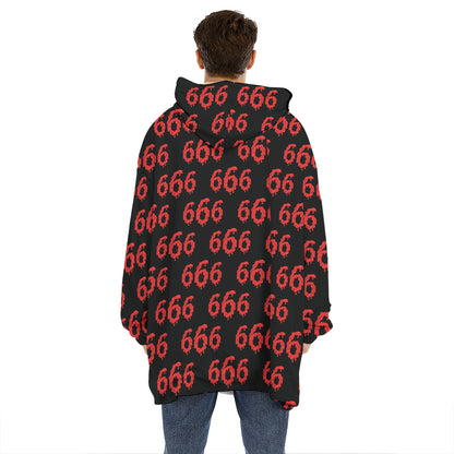 666 Satan Pattern Print Hoodie Blanket