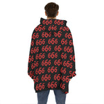 666 Satan Pattern Print Hoodie Blanket