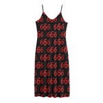 666 Satan Pattern Print Jersey Midi Cami Dress