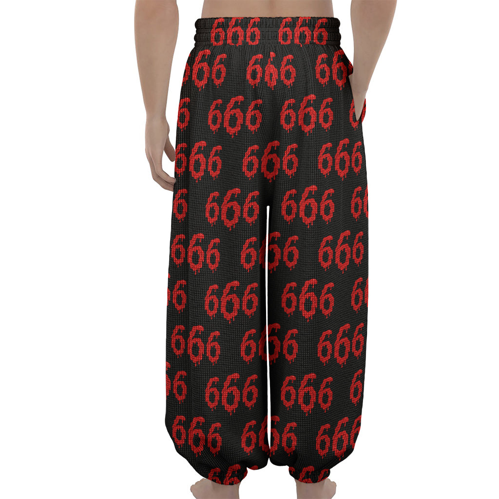 666 Satan Pattern Print Lantern Pants