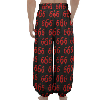 666 Satan Pattern Print Lantern Pants