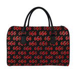 666 Satan Pattern Print Leather Duffle Bag