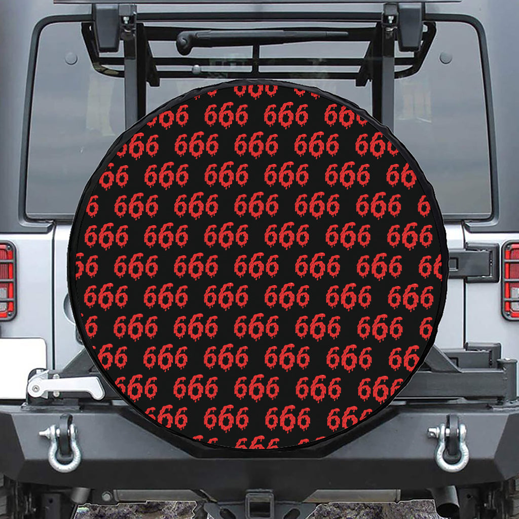 666 Satan Pattern Print Leather Spare Tire Cover