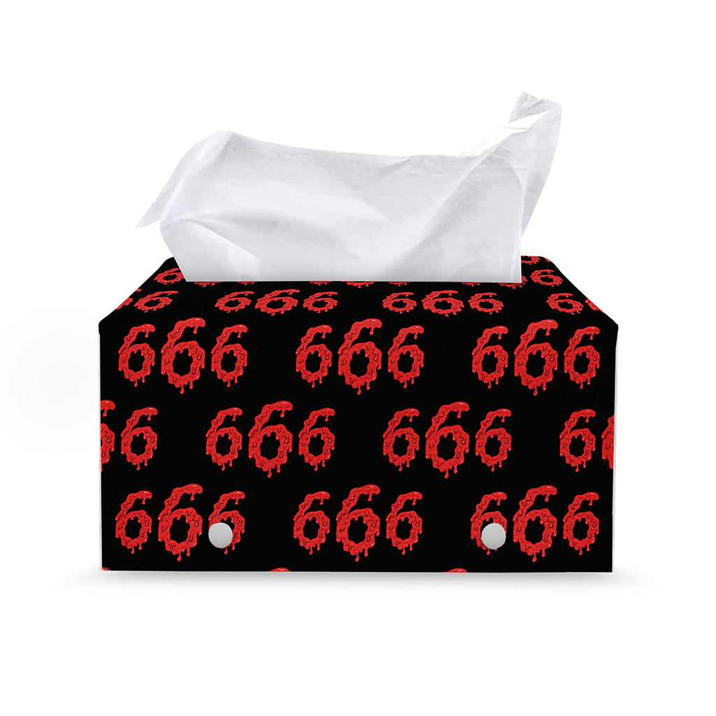 666 Satan Pattern Print Leather Tissue Box Cover