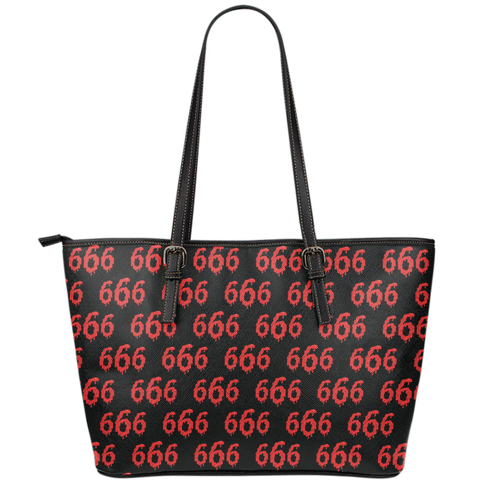 666 Satan Pattern Print Leather Tote Bag