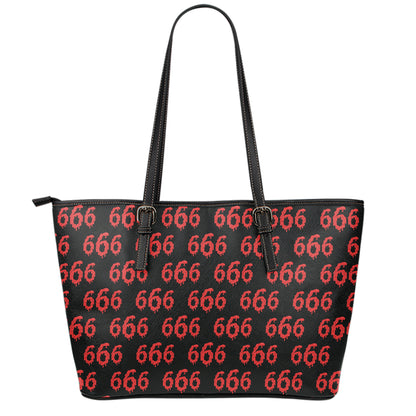 666 Satan Pattern Print Leather Tote Bag