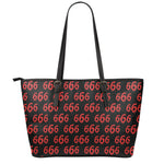 666 Satan Pattern Print Leather Tote Bag