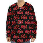 666 Satan Pattern Print Long Sleeve Baseball Jersey