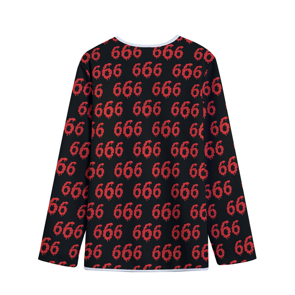 666 Satan Pattern Print Long Sleeve Short Coat