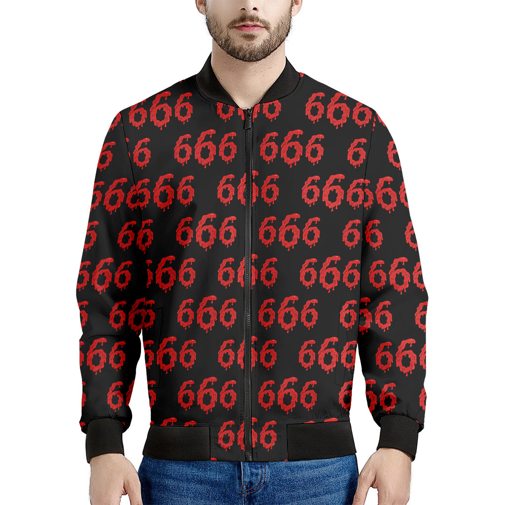 666 Satan Pattern Print Men's Bomber Jacket