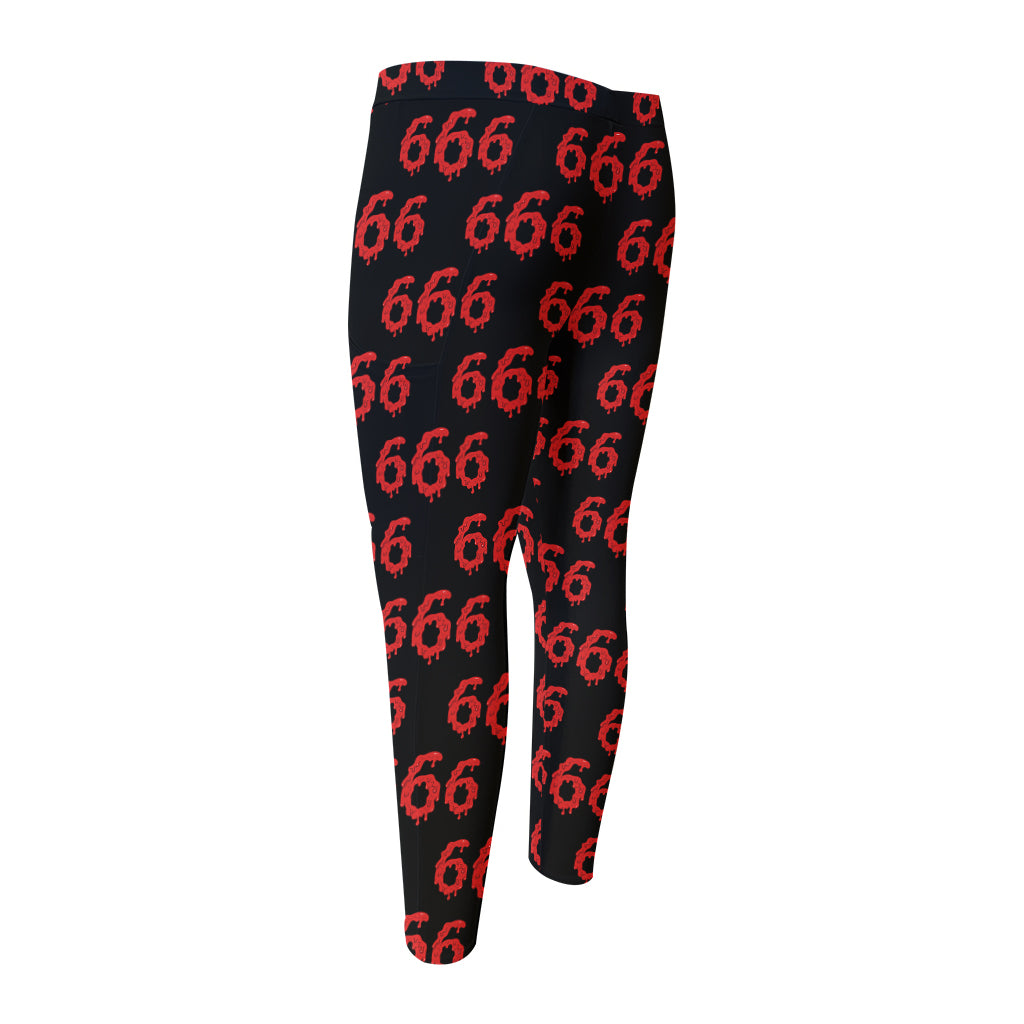 666 Satan Pattern Print Men's Compression Pants