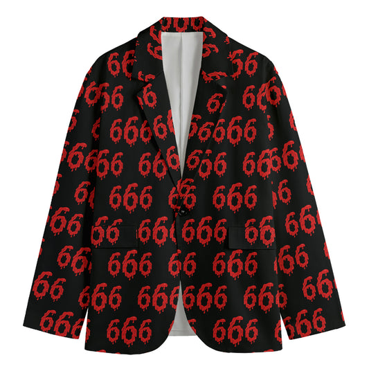 666 Satan Pattern Print Men's Cotton Blazer
