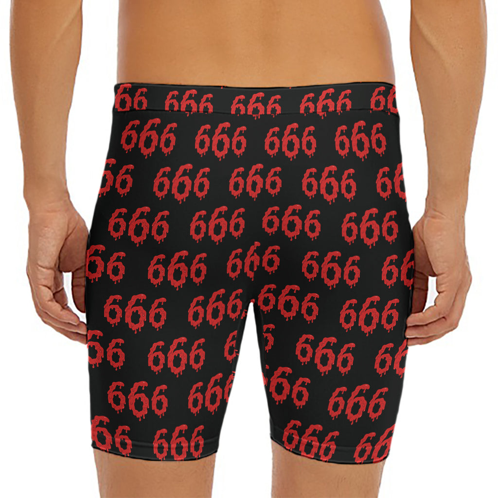 666 Satan Pattern Print Men's Long Boxer Briefs