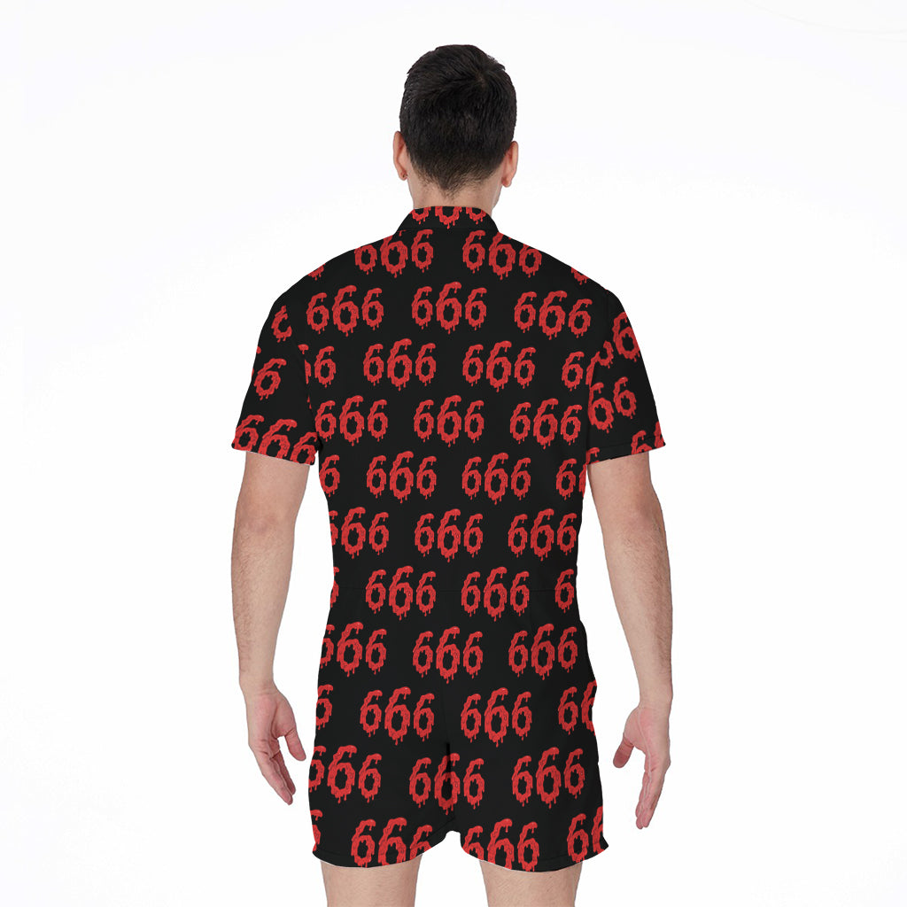 666 Satan Pattern Print Men's Rompers