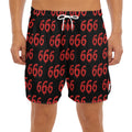 666 Satan Pattern Print Men's Split Running Shorts