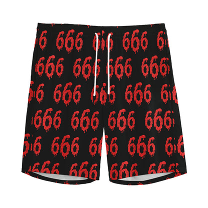 666 Satan Pattern Print Men's Sports Shorts