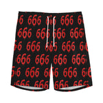 666 Satan Pattern Print Men's Sports Shorts