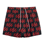 666 Satan Pattern Print Mesh Shorts