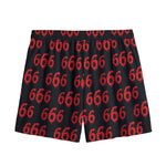 666 Satan Pattern Print Mesh Shorts