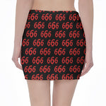 666 Satan Pattern Print Pencil Mini Skirt