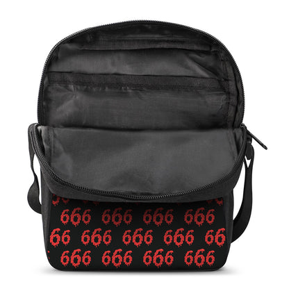 666 Satan Pattern Print Rectangular Crossbody Bag