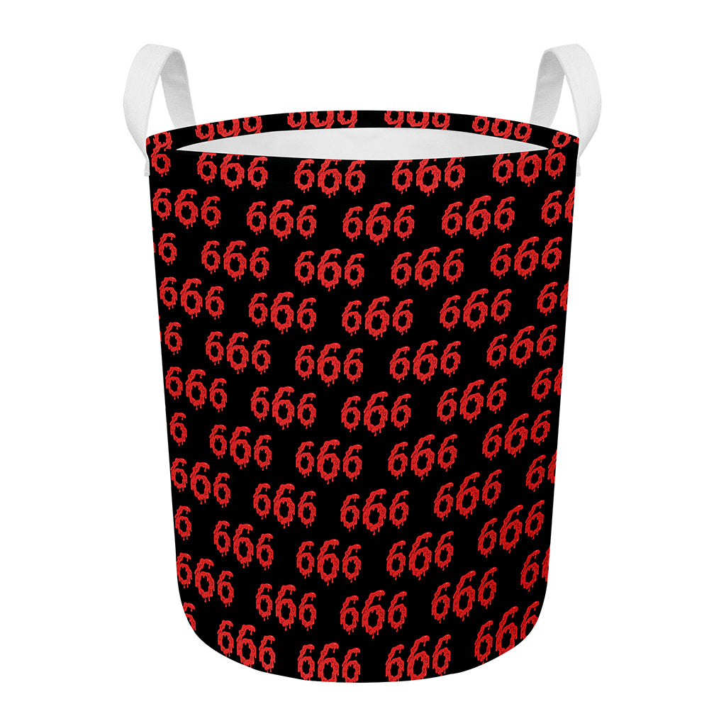 666 Satan Pattern Print Round Laundry Basket