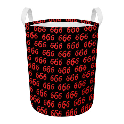 666 Satan Pattern Print Round Laundry Basket