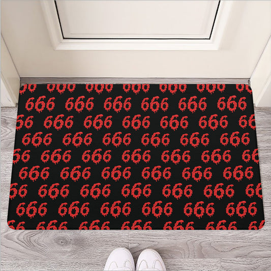 666 Satan Pattern Print Rubber Doormat