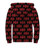 666 Satan Pattern Print Sherpa Lined Zip Up Hoodie
