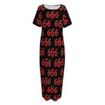 666 Satan Pattern Print Short Sleeve Long Nightdress