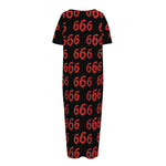 666 Satan Pattern Print Short Sleeve Long Nightdress