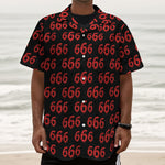 666 Satan Pattern Print Textured Short Sleeve Shirt
