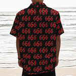 666 Satan Pattern Print Textured Short Sleeve Shirt