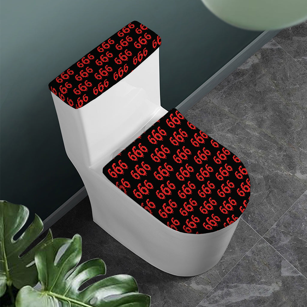 666 Satan Pattern Print Toilet Lid And Tank Cover Set