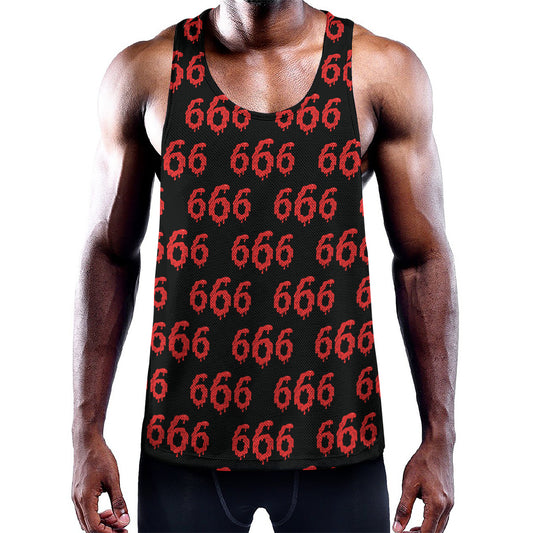 666 Satan Pattern Print Training Tank Top